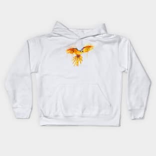 Flying Parrot watercolor Kids Hoodie